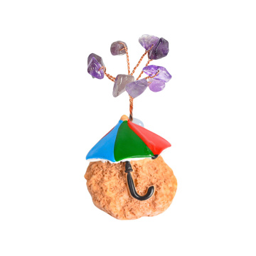 Raw Amethyst Raw Stone Copper Tree Beach Umbrellas Base Ornament