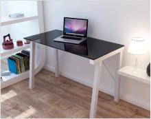 white and black worker table glass top writting table home type computer desk