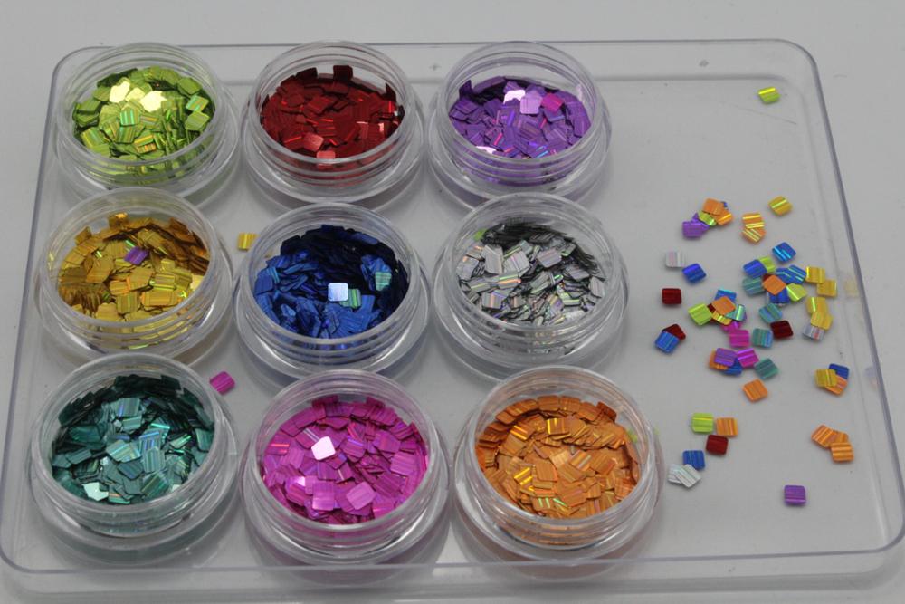 Hot selling!3D polyester laser glitter flake for nail art, make up,cloth decoration, ornament for all festival etc