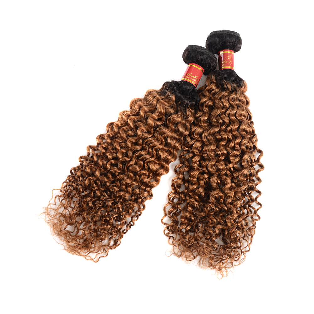 Single Donor T1B30 Color Customized 9A 10A 12A Grade Soft Virgin 100% Peruvian Jerry Curl Human Hair Bundle
