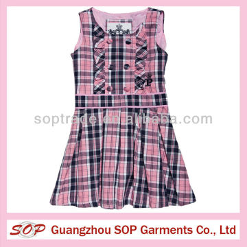 Baby girl cotton plaid dress fashionable casual girls cotton dresses