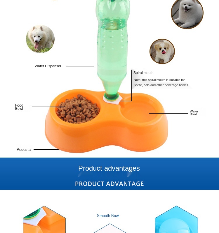 Pet Water Dispenser Double Bowl Dual-use Pluggable Pet Bottle Drop-resistant Temperature Resistant High Quality Dog Food Bowl