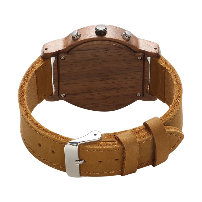 Trendy low moq private label watches minimalist chrono wood watches