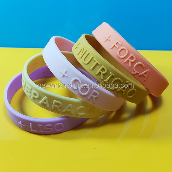 Custom Embossed silicone wristbands , Embossed silicone bracelets