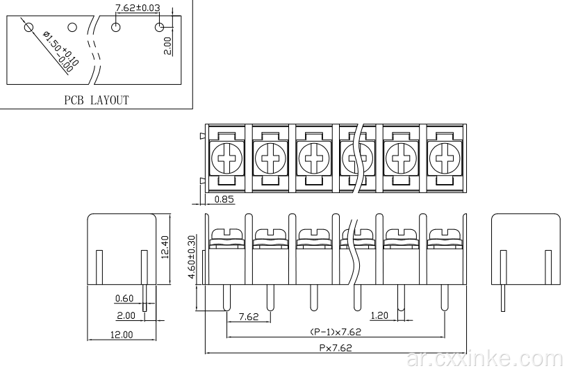 7.62 مم من نوع السياج من نوع PCB يمكن تقطيعه