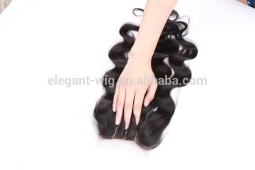 Elegant-wig 3 way parts closure, virgin indian curly top closure natural hairline