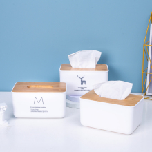 China Factory Plastic Tissue Boxes with Wooden Lid - Creative Square Table Tissue Boxes with Wooden Cover