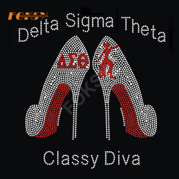 delta sigma theta high heel rhinestone heat press transfers