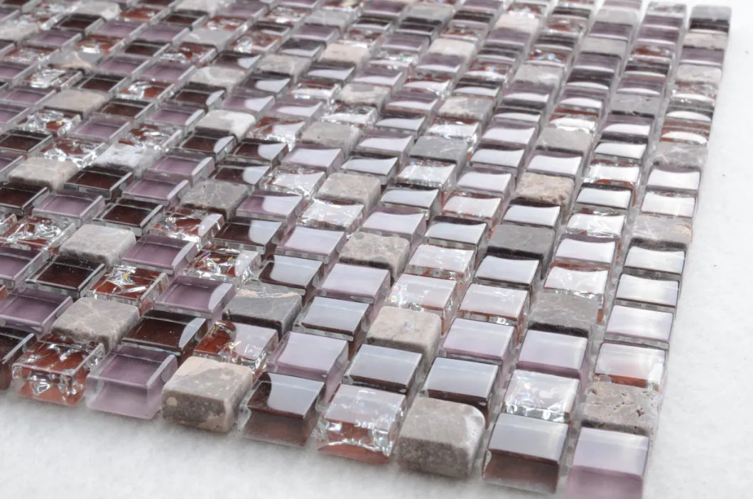 Vintage Style Purple with Red Glass and Stone Mosaic Tile