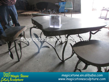 long beer garden granite table and bench