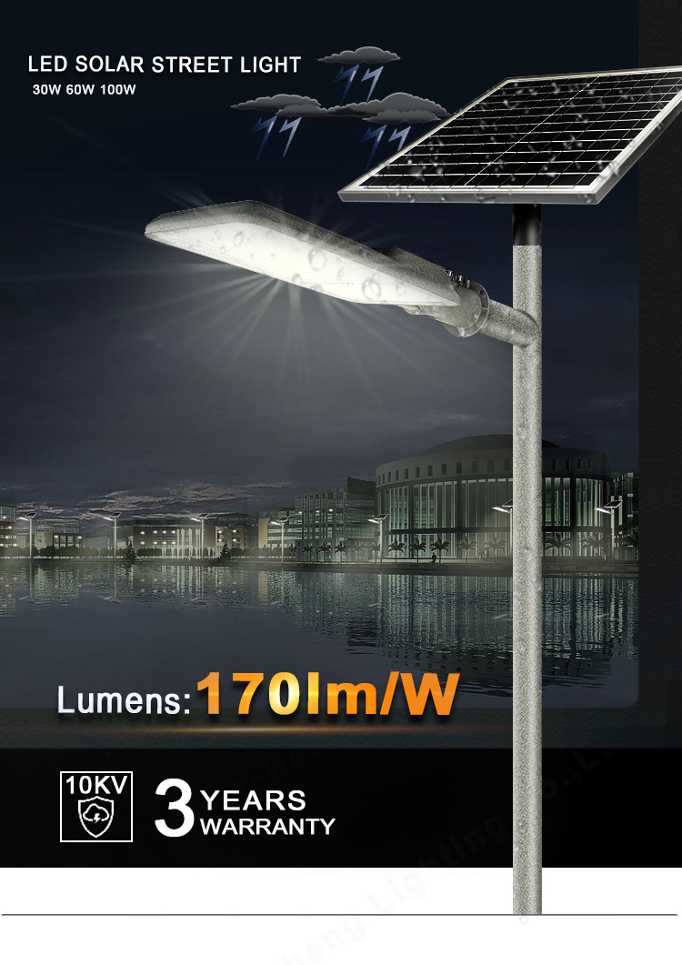 KCD Anti-corrosion waterproof outdoor All One 30W Power Solar Street Light with Pole