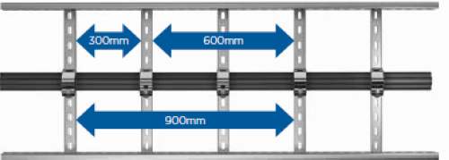 instalační rozteč kabelových příchytek cable cleats install spacing