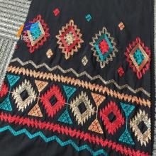 100% Polyester Wool Peach Embroiderd Formal Black Fabrics