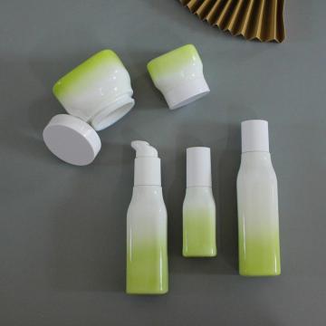 Green opal glass bottle and jar packaging