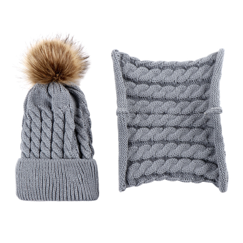 Children's winter wool hat knit hat scarf set (1)