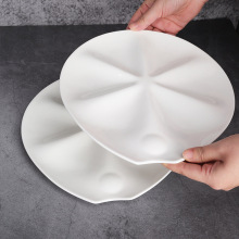 Elegant White Concave Dishes & Ceramics: French Fries Box Serving Holder & Round Dessert Plates for Party
