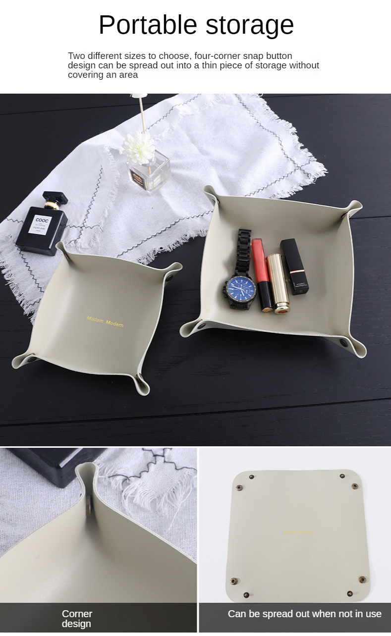 2021 Wholesale Ready Stock Leather Double-deck Dice Tray Jewelry Tray for Key Coin Change Phone Wallet