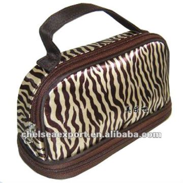 satin zebra beauty make up cosmetic bag