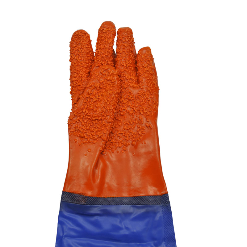 orange granular PVC raincoat with sleeve gloves 60cm