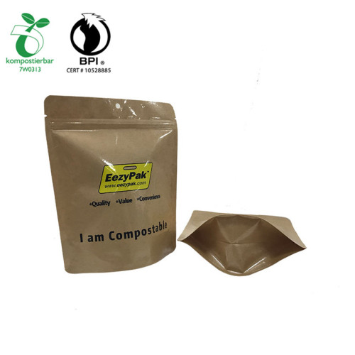 Food Grade Cornstarch high barrier Kraft paper Stå opp bolsa zip doypack