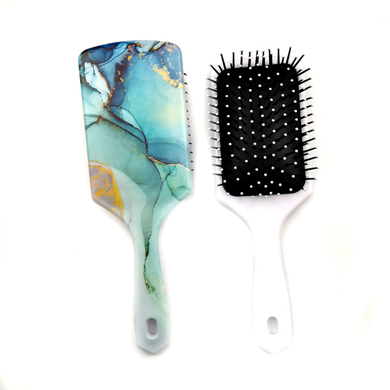 Massage Hair Brush Comb Customized Logo Printing Package Handle Type comb hair care brush fashion square paddle hairbrush