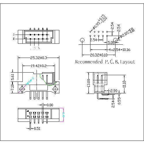 DMR-XXXX-210 DIN41612 Right Angle Plug Connectors 10 Positions