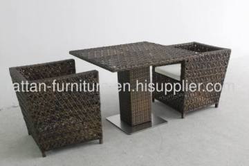 Restaurant Furniture Pe Wicker Dining Furniture Square Table And Chair Flower Weaving?