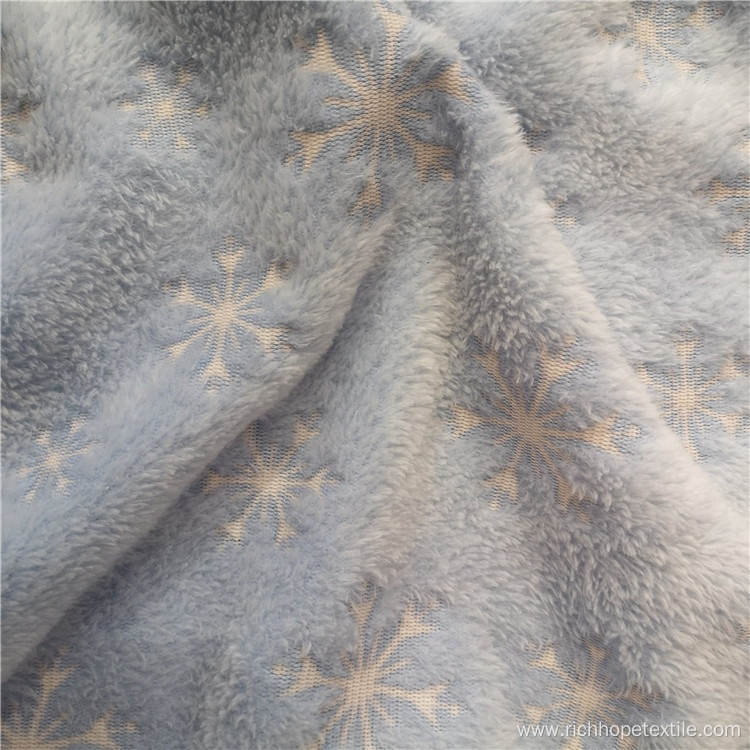 Snowflake Pattern Glue Printed Warm Flannel Fabric