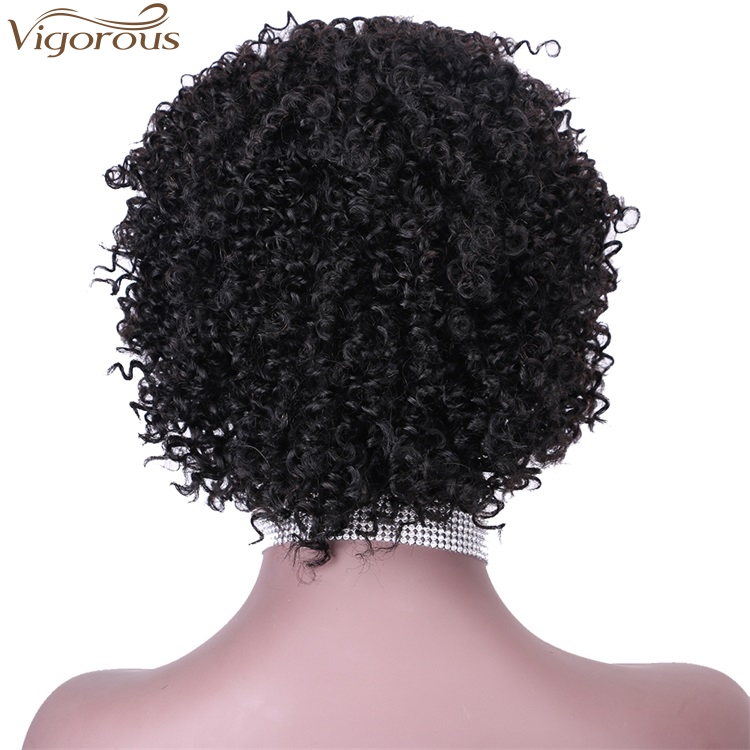 Vigorous Top Quality 100% Human Hair Wig Black Middle Part Short Wigs Kinky Curly Wigs for Black Women Wholesale Price