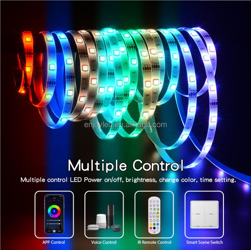 Hot Amazon Alexa Google Home Led Strip light Rgb 5050 Ip65 Flexible Waterproof Wifi Smart Led Light Strip Wifi Remote Control