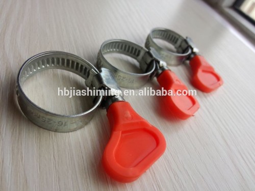 British type worm drive hose clamp with thumb screw