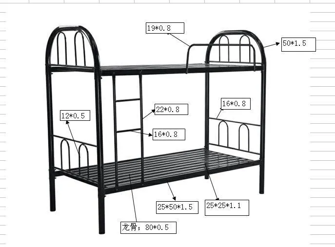 Double Metal Bunk Beds Cheap and High Quality Use for School Hotel Military