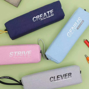 Custom word style handle canvas pencil case