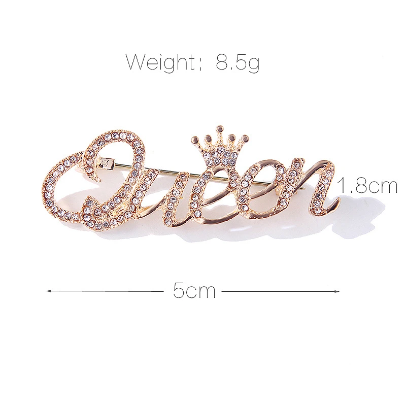 Queen Letter Simple Web Celebrity Brooch Lady Lovely Day Ins Brooch Collar Button Anti Light Accessories