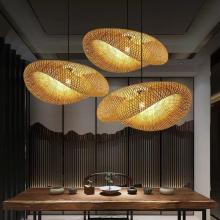 Bamboo Weave Rattan Chandelier LED Lamp for Dining Room