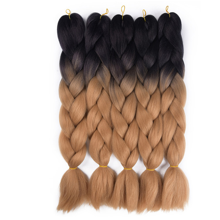 Wholesale Braiding 24 Inch 100G Braid Ombre Two Tone Color High Temperature Synthetic Fiber Braiding Hair Extension