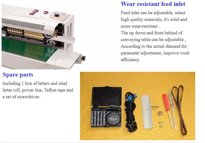 Automatic Horizontal Continuous Band Sealing Sealer Machine Fr900 for Aluminum Foil Plastic Bag