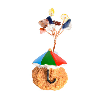 Raw Multi Stone Raw Stone Copper Tree Beach Umbrellas Base Ornament