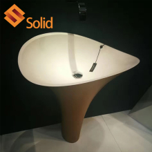 Factory Cheap Price Man-Made Stone Pedestal Basin Sink Acrylic Solid Surface Luxury Basin