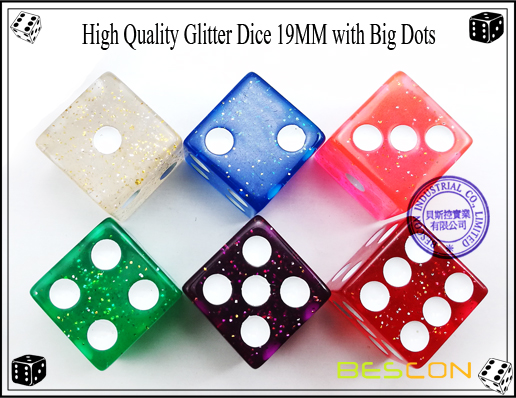 High Quality Glitter Dice 19MM with Big Dots-2