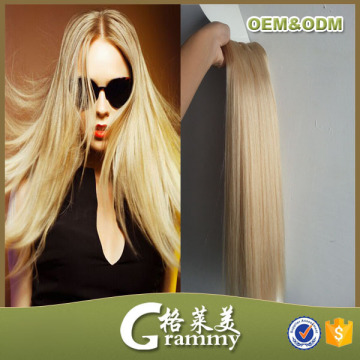 Top quality thick bottom double drawn blonde 100% remy brazilian human hair extension for white people