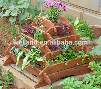 Tiered Pyramid Wooden Planters Patio Backyard Flower Planting