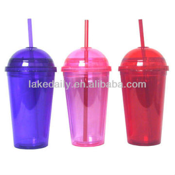 LAKE double wall plastic cup with straw and lid