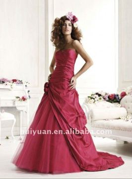 Red A-line taffeta girls pageant dresses