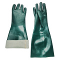 Green pvc dipped jersey cotton alkali resistant gloves