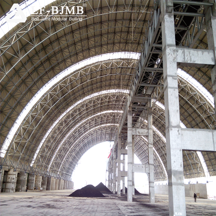 large Span Steel Structure Space Frame Roof Clinker Coal Storage Shed Design