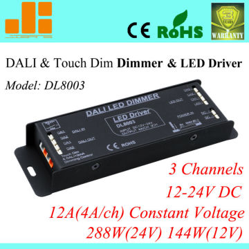 DALI LED driver, 3 Channels/12A/288W, PWM dali driver, Constant Voltage, W/ 220V Switch Control, DL8003                        
                                                Quality Choice