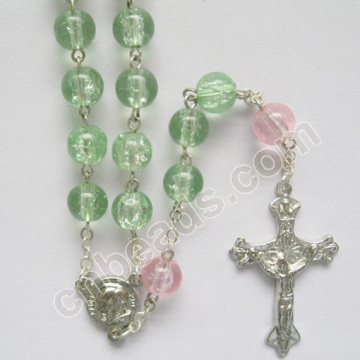 2012 fashion Christmas rosary crackle glass rosary round glass bead rosary religious jewelry