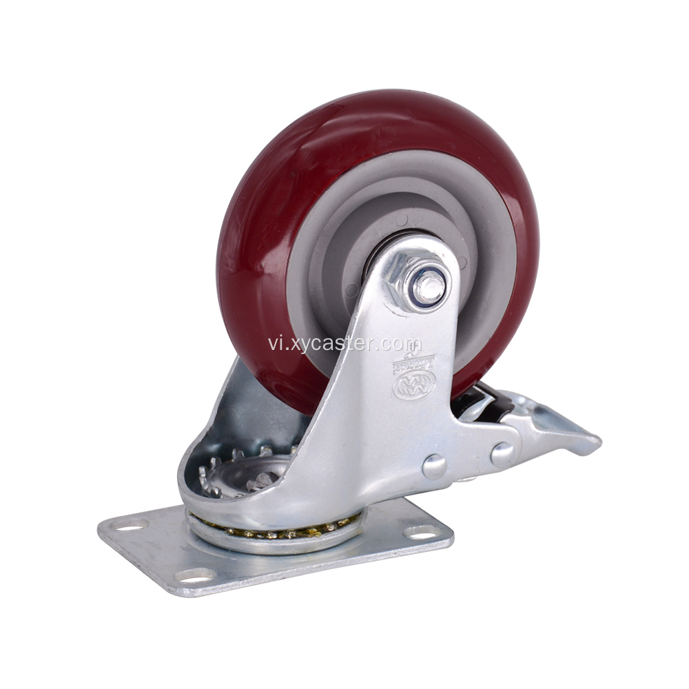 4 inch PVC Wheel Caster với phanh