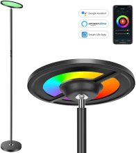 Smart WiFi RGB LED Floor Lamp: Voice-Controllable, Color-Changing, and Dimmable with Alexa, Google Home, and App Remote - Sky Torchiere Corner Floor Lamp